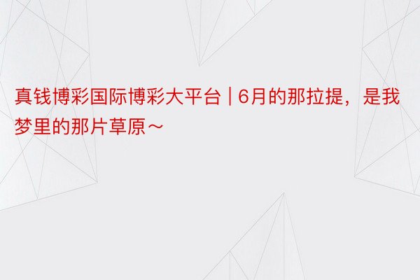 真钱博彩国际博彩大平台 | 6月的那拉提，是我梦里的那片草原～