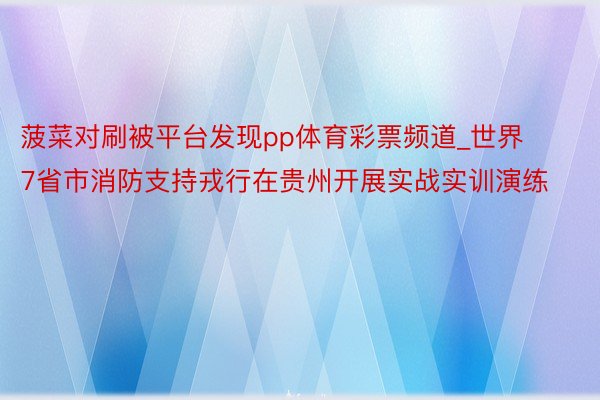 菠菜对刷被平台发现pp体育彩票频道_世界7省市消防支持戎行在贵州开展实战实训演练