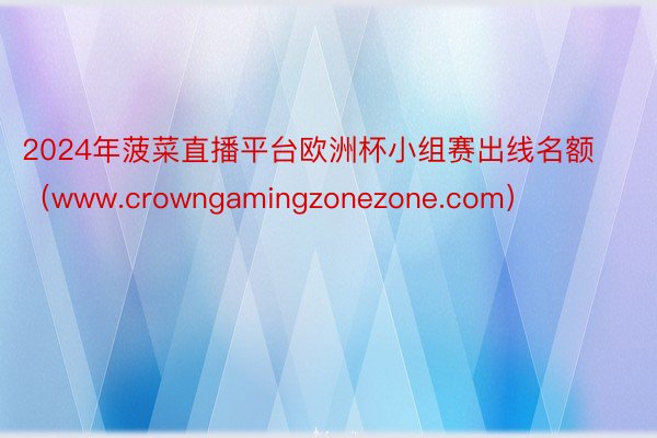 2024年菠菜直播平台欧洲杯小组赛出线名额（www.crowngamingzonezone.com）